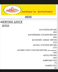 Johars Kitchen menu 1