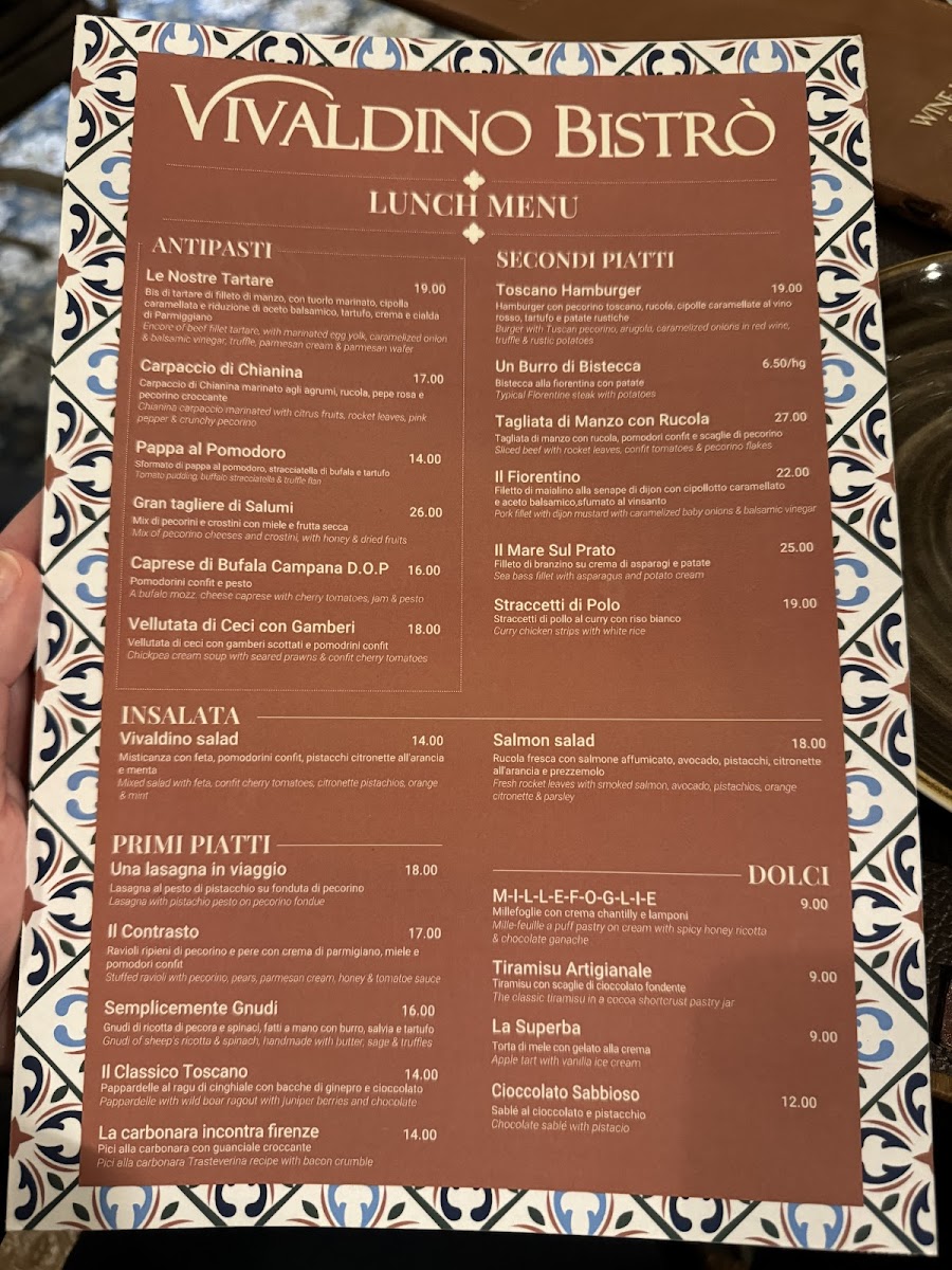 Lunch menu