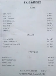 S.K. Bakers menu 2