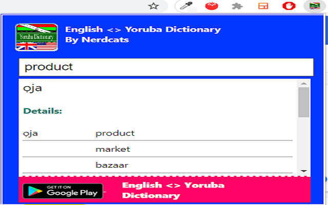 English <> Yoruba Dictionary