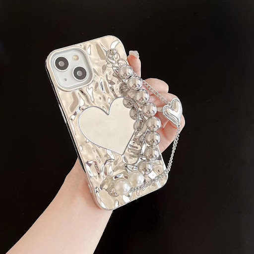 Title 1, Electroplated Heart Shape Mirror Phone Case wit...