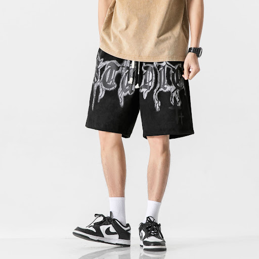 Title 6, Mens Hip Hop Letter Print Sports Shorts Loose ...