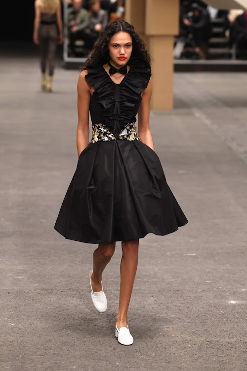 A model walks the runway during the Chanel Haute Couture Spring Summer 2023 show as part of Paris Fashion Week on January 24, 2023 in Paris, France.