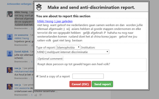 Anti-discrimination report chrome extension