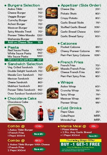 Pizza Coffee Cafe menu 