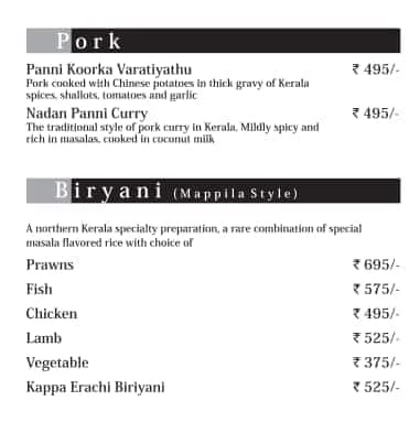 Vembanad - The Paul Bangalore menu 