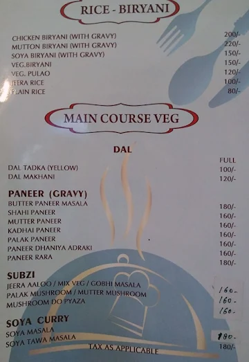 Bhashi's Family Restaurant menu 