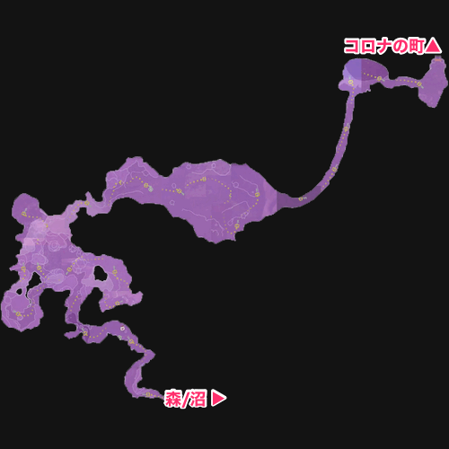 キャンプ・湿地・花の群生地・岸辺のマップ