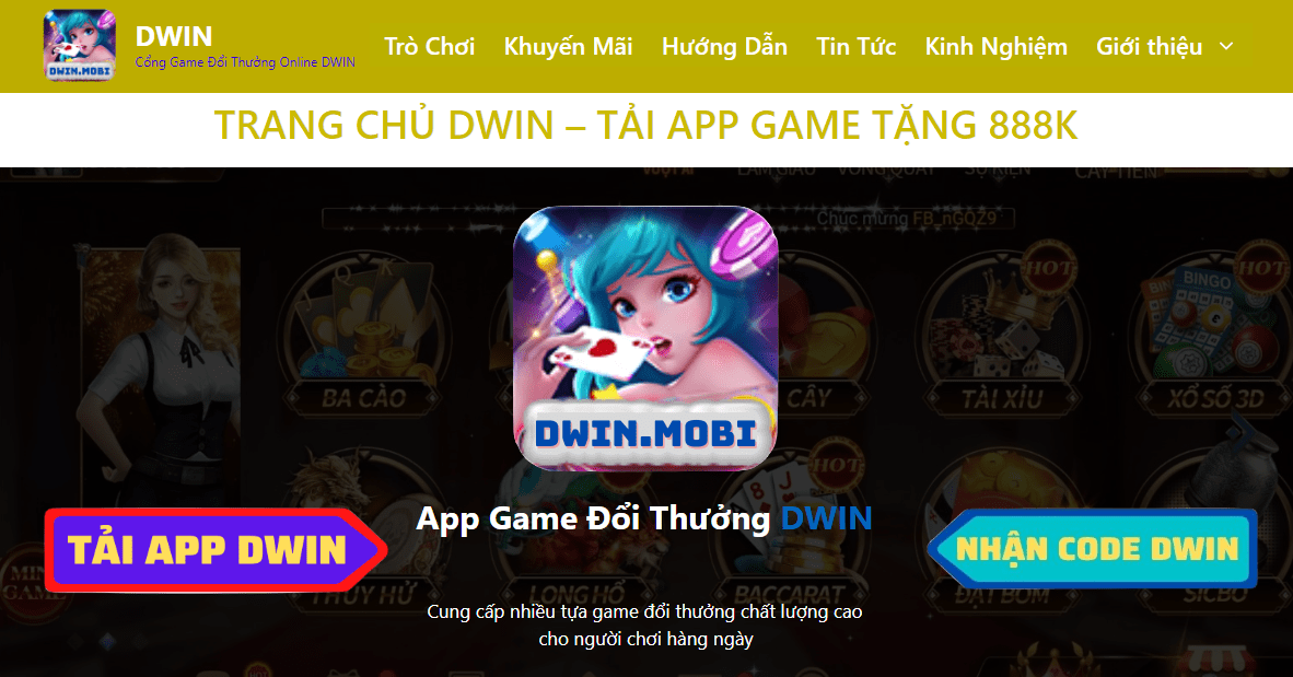 dwin - cổng game bài đổi thưởng