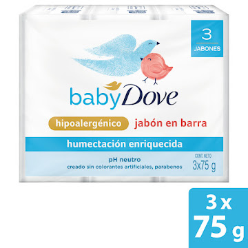 Jabón Dove Baby Corporal Tocador Humectación Enriquecida x 3 und x 75 gr  