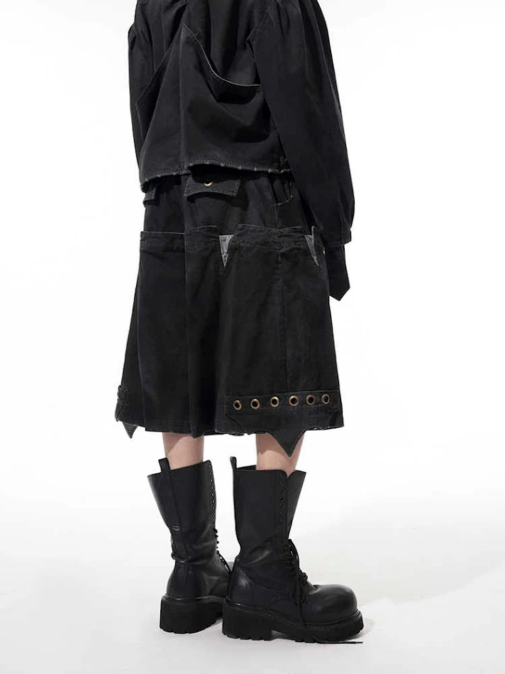 Herren Loose Cropped Hose mit Doppelbund, Washed Stitching, Mittlere Hose. Bequeme Sommerhose für Männer, lässiger Stil, optimaler Tragekomfort