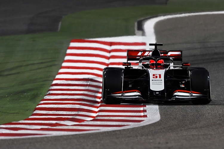 Pietro Fittipaldi of Brazil driving the (51) Haas F1 Team VF-20 Ferrari on track during practice ahead of the F1 Grand Prix of Sakhir at Bahrain International Circuit on December 04, 2020 in Bahrain, Bahrain.