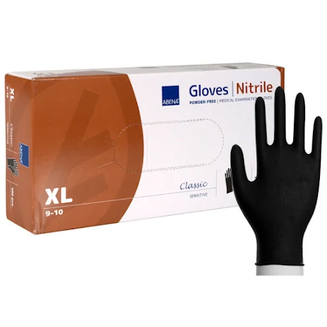 Handske nitril puderfri svart XL 100-pack