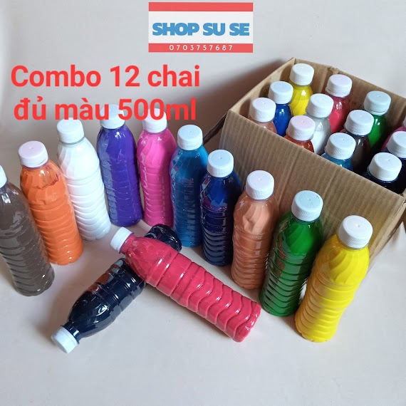 Combo 12 Chai Màu Nước Tô Tượng Khoảng 500 Ml