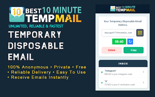 Best 10 Minute Mail - Temporary Disposable Email screenshot 1