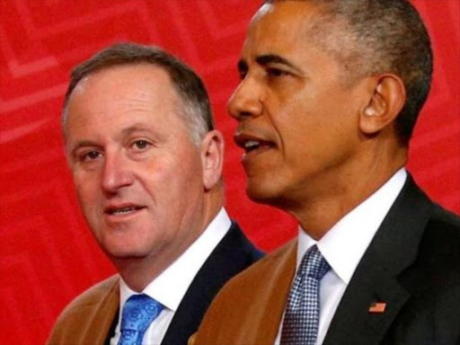 Former New Zealand PM John Key with US President Barack Obama at a past event. /BBC