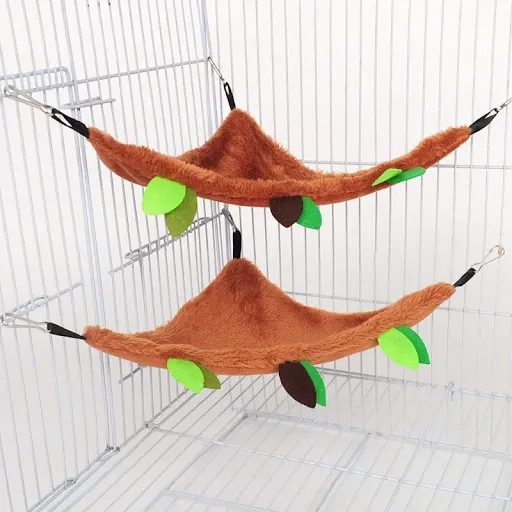 Hamster Hammock Plush Cotton Geometric Hammock For Rats Rodent Small Animal Guinea Pig Ferret Double-layer Nests Pets Su
