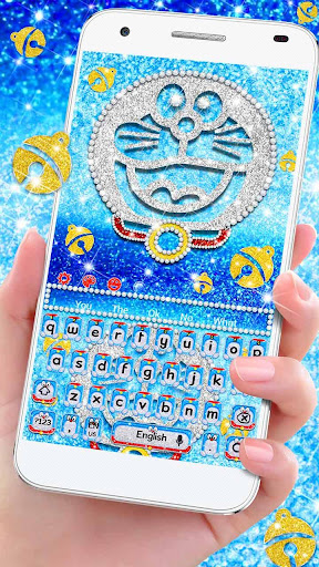 Kawaii Blue Robot Cat Keyboard Theme