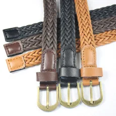 Ceinture tissée en corde de cire pour vêtements, Style rétro, en alliage de Bronze Pu, boucle ardillon, à la mode, tissée à la Machine, pour femmes