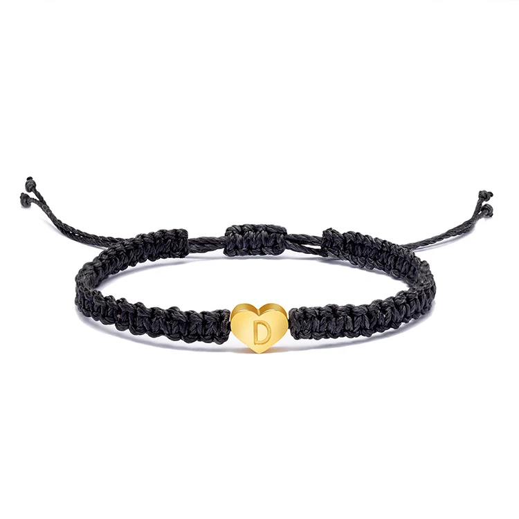 Bracelet Tressé à la Main Golden Love avec 26 Initiales pour Amoureux, Meilleurs Amis et Amitié. Un Lien d'Amitié Doré et Unique.