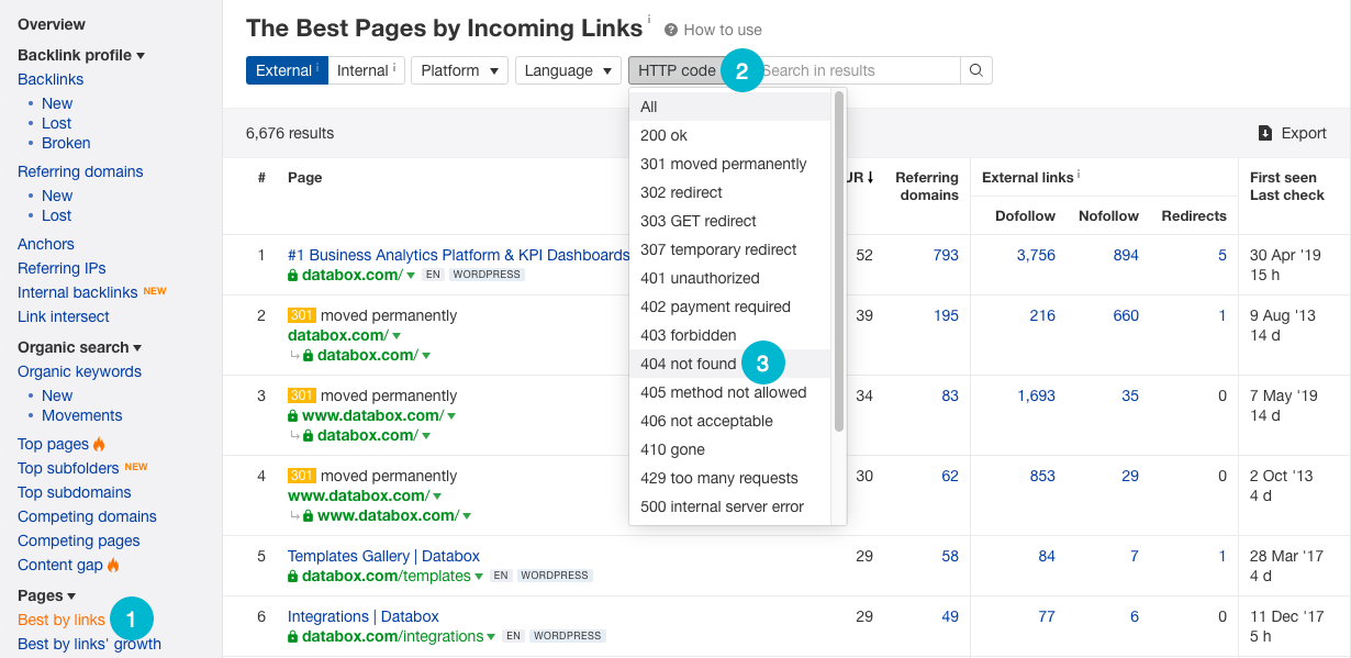 find broken pages in ahrefs