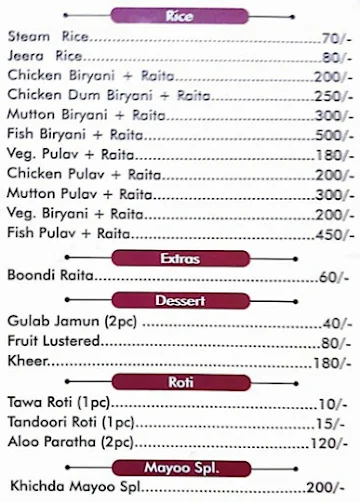 Mayoo.food menu 