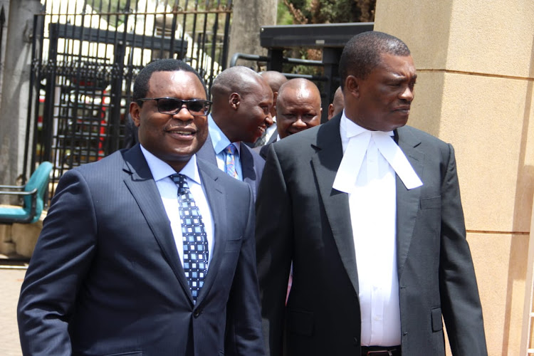 Senate Speaker Kenneth Lusaka and National Assembly Speaker Justin Muturi arrive at Parliament buildings.//EZEKIEL AMING'A