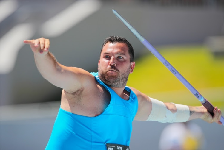 Reinhardt Hamman of Maties in the mens javelin during the WP Athletics League 2 track and field meeting at the Green Point Athletics Stadium on February 10, 2018 in Cape Town, South Africa.