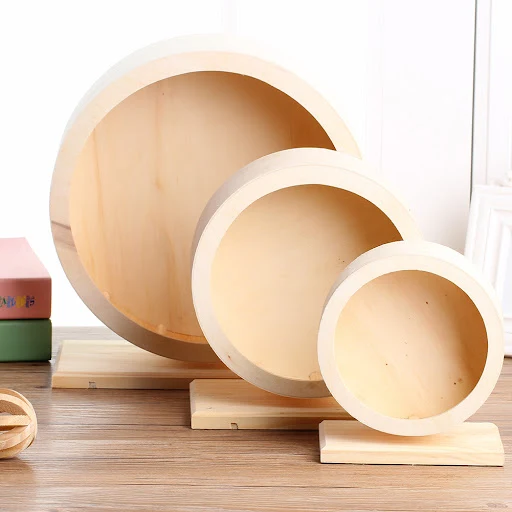 Sports Wheel Pet Toy Pet Accessories Hamster Roller Round Wheel Natural Wood Silent Running Disc Toy Guinea Pig Cage