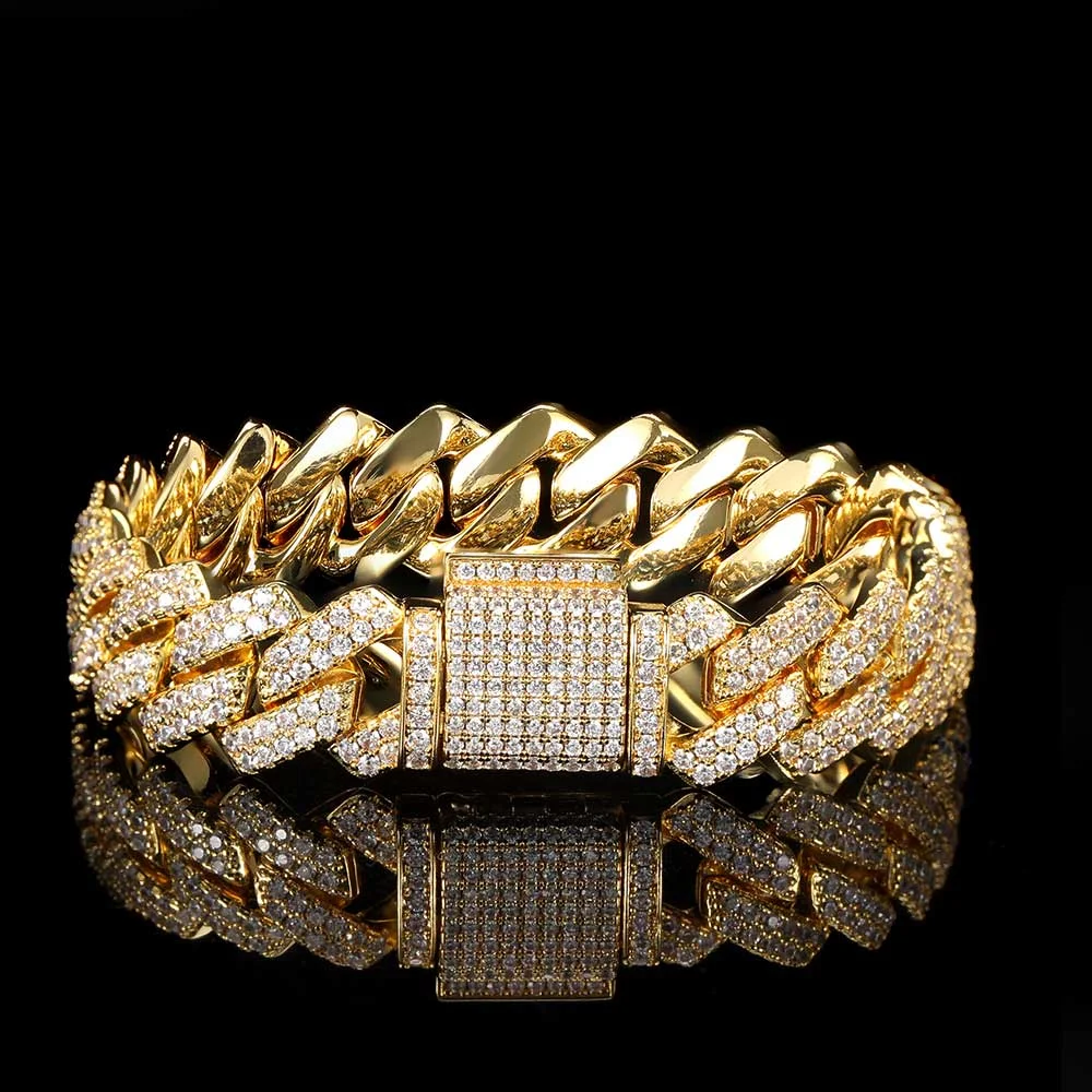 Title 44, Collier Hip Hop 14mm Double Rang Bracelet Barre...