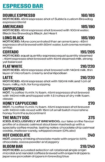 Brewdog Mid-Town Mumbai menu 