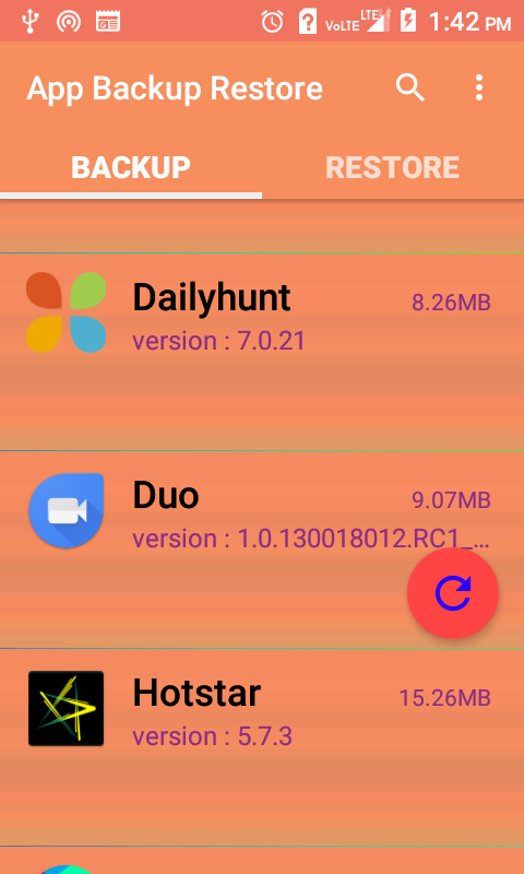 Android application App Backup Restore screenshort