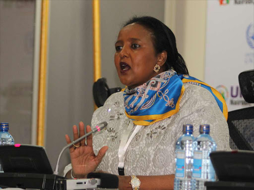 Education CS Amina Mohamed during the UNCTAD Conference briefing in Nairobi on July 18, 2016 /ENOS TECHE