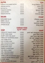 Shanthi Sagar menu 6