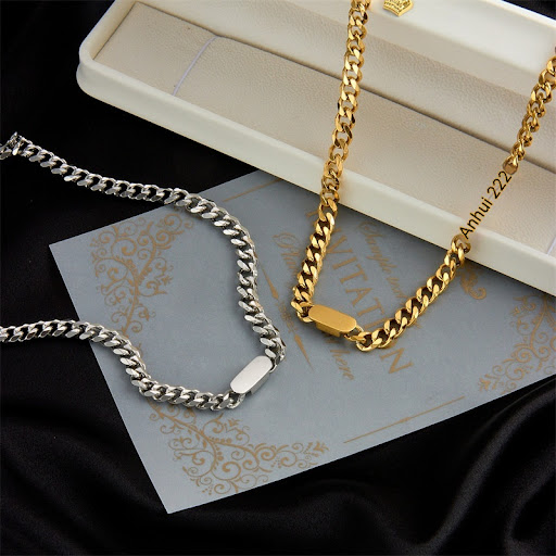 Title 5, Gold Titanium Steel Hip Hop Chunky Necklace for...
