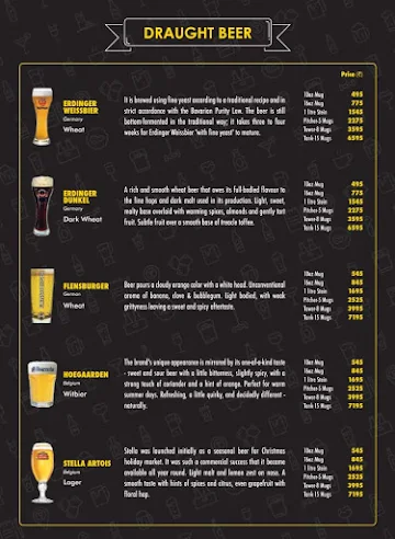 The Beer Cafe menu 