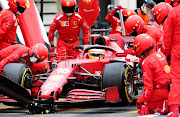 Charles Leclerc makes a pitstop during the F1 Grand Prix of France at Circuit Paul Ricard on June 20 2021 in Le Castellet, France.