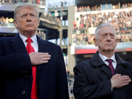 US President Donald Trump and US Defense Secretary Jim Mattis attend the 119th Army-Navy football game at Lincoln Financial Field in Philadelphia, Pennsylvania. December 8, 2018. /REUTERS