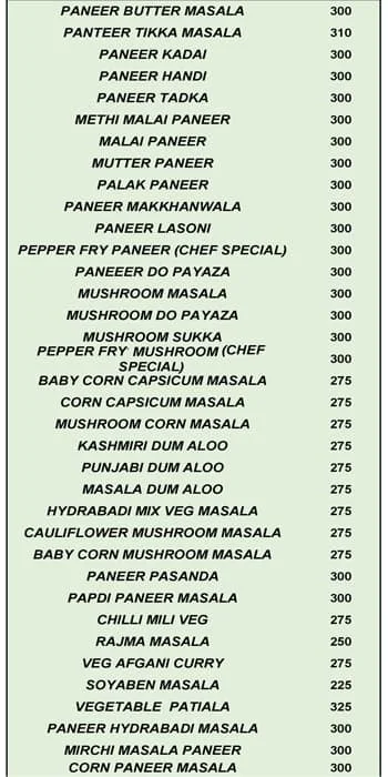 Veg Lazeez menu 