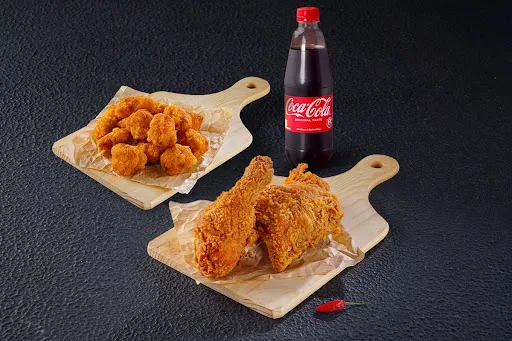 Hot & Crunchy Fried Chicken (2 Pcs) + Sides + Beverages