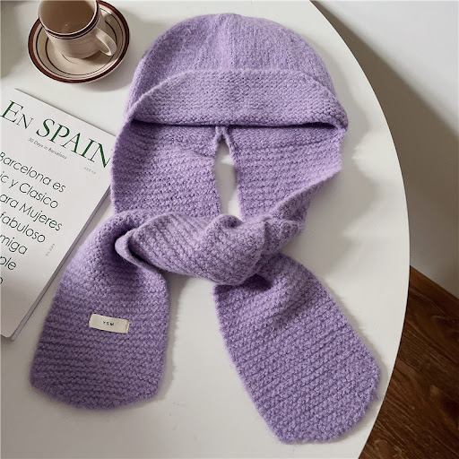 Title 5, Womens Solid Color Knitted Wool Hat Scarf