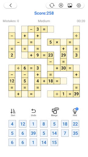 Screenshot Math Number: Cross Math Puzzle