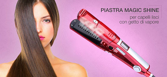 Piastra a vapore per capelli con generatore ioni in ceramica