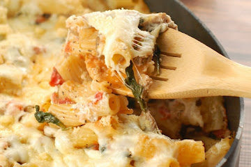 Baked Pasta with Sausage, Mushroom, and Spinach