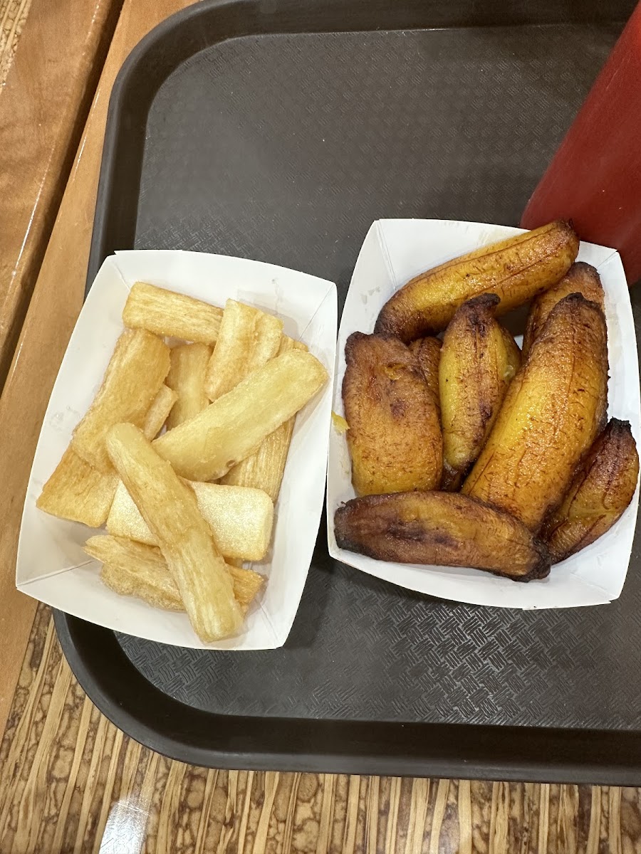 Yucca fries and fried plantains