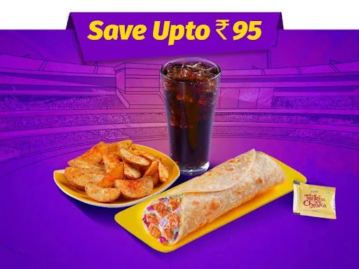 Hat-trick Non-Veg Wrap, Side & Beverage Meal At 188