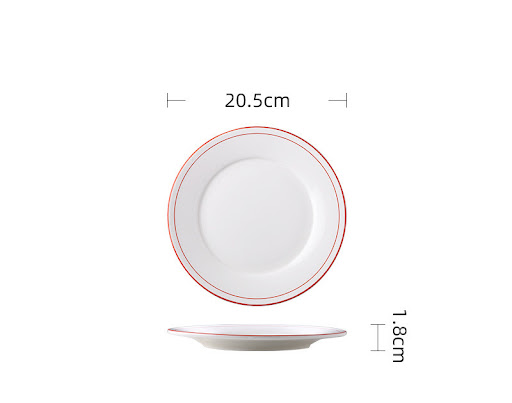 Title 2, Ceramic disc red and green line flat fried rice...