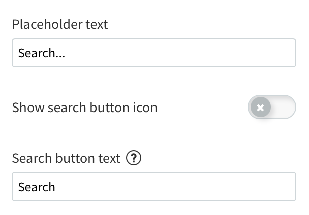 Search box/search button text settings