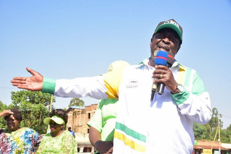 ANC party Leader Musalia mudavadi while in Luanda sub-county at Khusikulu market during ANC rally