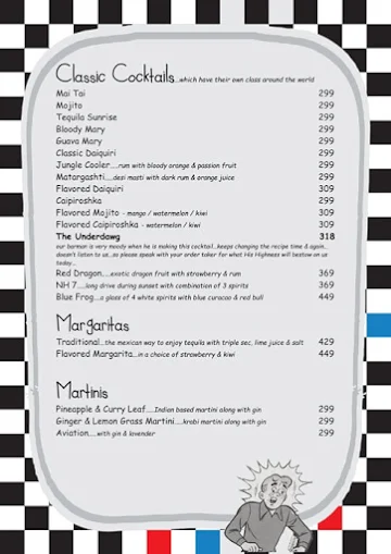 Pop Tate's menu 